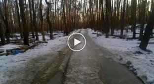 Прилет снаряда рядом с украинским военным в Кременском лесу