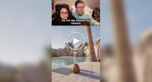 Парень показывает девушке симулятор кокоса