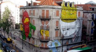В Португалии уличные художники модернизируют фасады домов