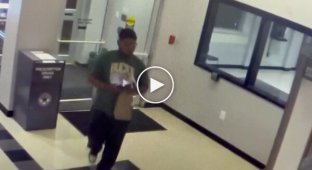 A courier from a delivery service stole a dog near a police station