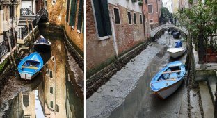 Знаменитые каналы Венеции пересохли из-за отливов (12 фото + 1 видео)