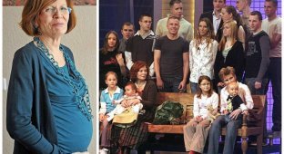 How does a woman live today who gave birth to quadruplets at the age of 65, with already 13 children (10 photos)