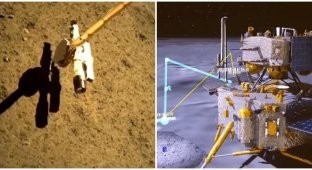 For the first time in history, the Chinese Chang'e-6 probe was able to take soil samples from the far side of the Moon (3 photos + 1 video)