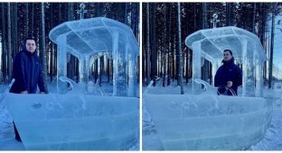 A Minsk resident made an ice boat that you can sail on (4 photos + 1 video)