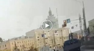 A drone falls and explodes in Russian Voronezh