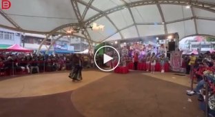 A dancer caught fire during a fire show at a festival in Taiwan.