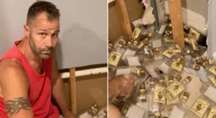 The couple found a secret hiding place in the wall of the previous owners of the house (3 photos + 1 video)