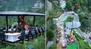 Екстремальна вечеря у небі: через поломку крана родина зависла на висоті 45 метрів (4 фото + 1 відео)