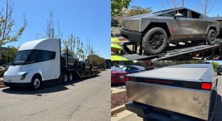 The first serial Tesla Cybertruck went to the dealership (5 photos + 1 video)