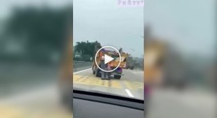 Водитель вцепился в кузов и попытался остановить «сбежавший» от него грузовик