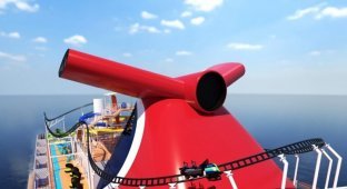 Carnival Cruises строит первый в мире круизный лайнер с американскими горками (5 фото + 1 видео)