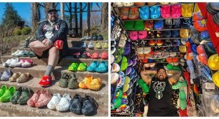 King of Crocs boasted a record collection of rubber slippers with holes (4 photos)
