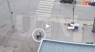 The stroller rolled onto the road while the woman was glued to her smartphone