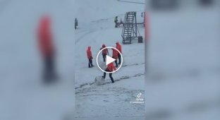Snow-covered airport staff enjoyed some fun winter activities