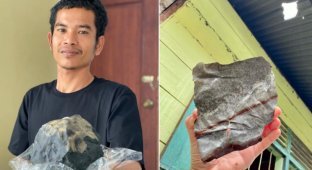 A fallen meteorite enriches an Indonesian undertaker (5 photos + 1 video)