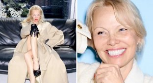 57-year-old Pamela Anderson starred in a photo shoot for Glamour magazine. As always, without makeup (7 photos)