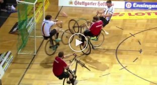 What football looks like on bicycles