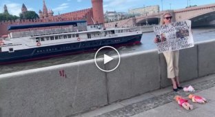 Овсянникова вновь удивляет, проведя одиночный пикет у набережной Кремля