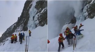Кандидатов в спасатели чуть не убила снежная лавина (2 фото + 1 видео)