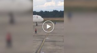 Late, but did not give up: a passenger tried to stop the plane right on the runway