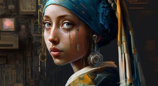 The neural network "painted" famous paintings in the style of cyberpunk (15 photos)