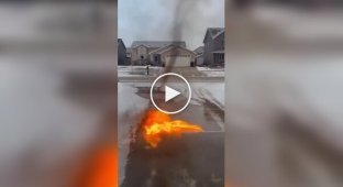 A man accidentally created a small fire whirlwind