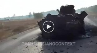 The result of a Ukrainian drone attack on an enemy armored personnel carrier in the Kherson region