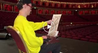 The artist used a typewriter to “print” a painting depicting the Royal Albert Hall in London