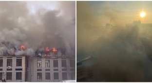 The Astoria Hotel is on fire in Russia (2 photos + 1 video)
