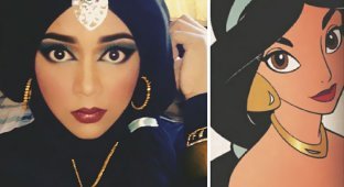 Визажист превращает себя в диснеевских принцесс и других персонажей при помощи хиджаба (20 фото)