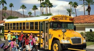 Why do children in the US ride school buses to school (4 photos)
