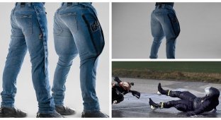 В Швеции придумали джинсы, в которых падать с мотоцикла стало безопаснее (6 фото + 1 видео)