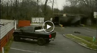 In the US, a garbage truck crashed into an overpass and exploded