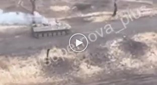The soldiers hit an enemy armored vehicle that was moving at high speed along the road