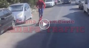 Spider-Man on a scooter caused an accident in Anapa