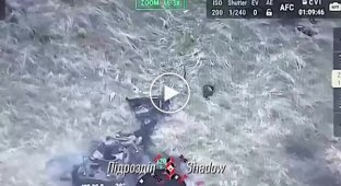 A kamikaze drone destroys a Russian BRDM-2 with troops in the Donetsk region