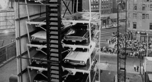 Amazing parking elevators for cars of the 30s (7 photos + 1 video)