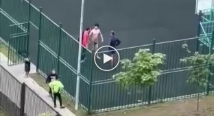 The Russian staged a naked brawl on the playground