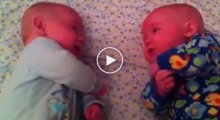 The cutest interaction between twins before bed