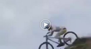 Unsuccessful bike jump from the mountain. I doubt the helmet was enough
