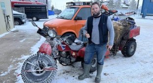 Meet the guy who rode a Honda three-wheeler over 2,000 kilometers across Canada in the winter (6 pics)