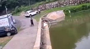 The driver mixed up the pedals and spectacularly sank his car