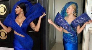 Mother and daughter recreate celebrity outfits with items found at home (18 photos)