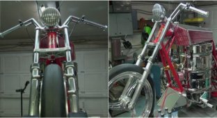 An American invented a motorcycle with a beer engine (3 photos + 2 videos)