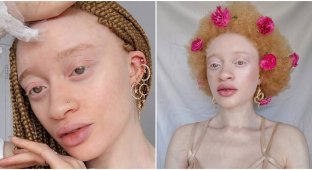 Unusual genes: West African model with albinism (7 photos)