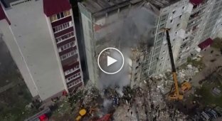 How a destroyed residential building in Uman looks like from a drone after shelling by the occupiers. 20 people died