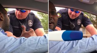 An officer stops a man for not having a child's car seat, then he sees a pregnancy test. Hm! (3 photos + 1 video)
