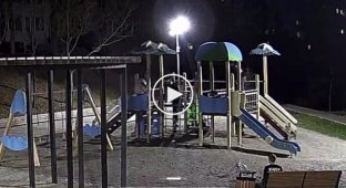 Teenage vandals broke the slide on the playground and ran away