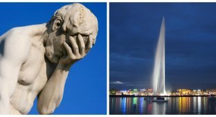 В Женеве госпитализировали мужчину, который засунул голову под струю 140-метрового фонтана Jet d’Eau (2 фото)