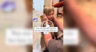 A three-year-old girl decided to play hairdresser and cut her own hair.